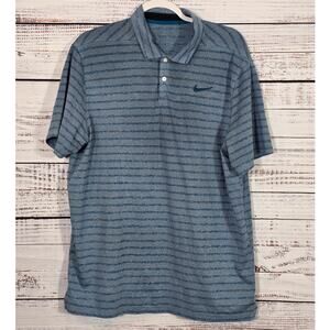 Nike Men's size Large blue and teal Dri Fit Athletic Polo Shirt